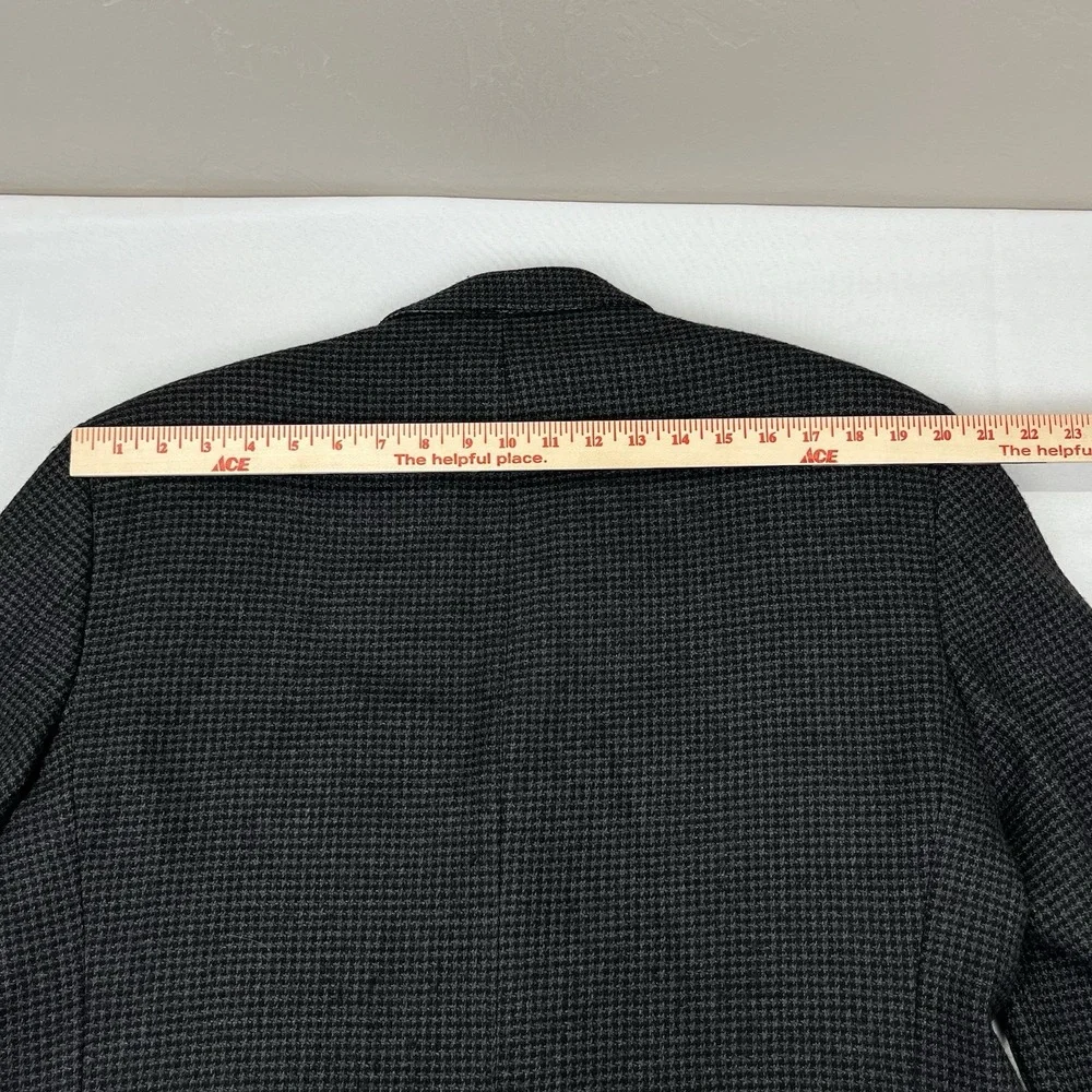 Gianfranco Ruffini Italy Blazer 100% Wool Dark Tan Gray Houndstooth‎ Mens SZ 44R